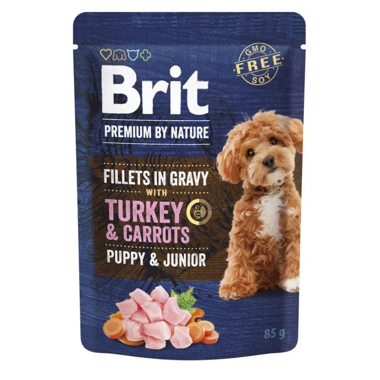 Вологий корм Brit Premium Fillets in Gravy для цуценят з індичкою і морквою, 85 г