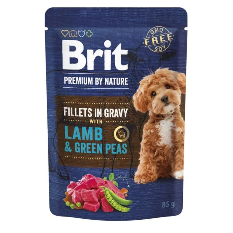 Вологий корм Brit Premium Fillets in Gravy для собак з ягням і горошком, 85 г