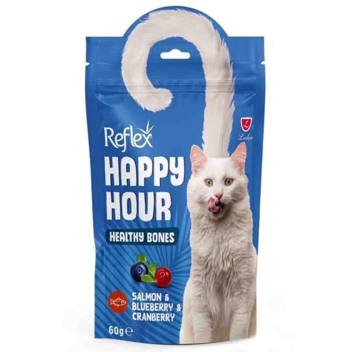 Ласощі для котів Reflex Happy Hour для здоров'я кісток з лососем, чорницею та журавлиною, 60г