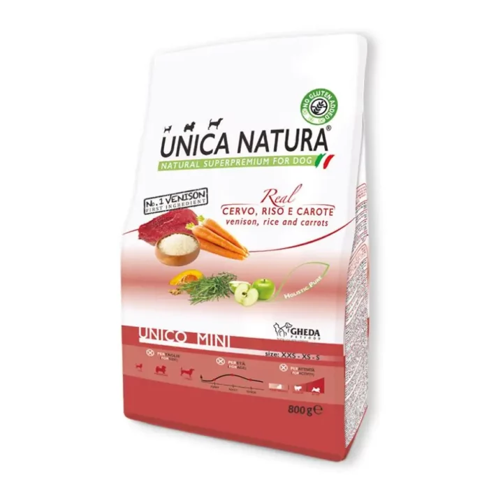 Сухий корм для собак малих порід Unica Natura Unico Mini - Deer з олениною, рисом та морквою, 800г