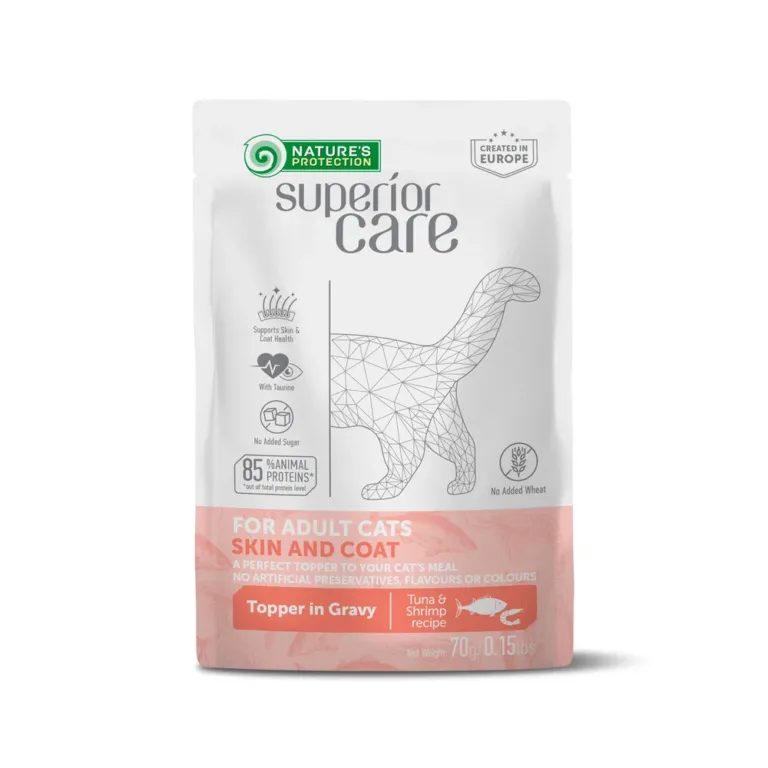 Вологий корм для дорослих котів Nature's Protection Superior Care з тунцем та креветками, 70 г
