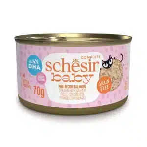 Вологий корм Schesir Baby у бульйоні з лососем і куркою для кошенят, 70 г