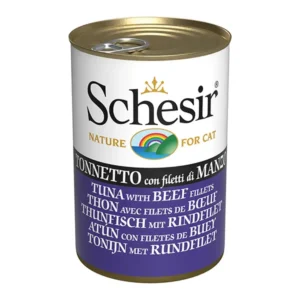 Вологий корм Schesir з тунцем та яловичиною в желе для котів, 140 г