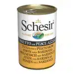 Влажный корм для взрослых кошек Schesir с тунцом и сардиной в желе, 140г