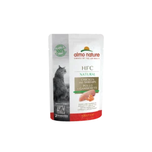 Вологий корм для котів Almo Nature HFC Cat Natural з куркою і креветками, 55 г