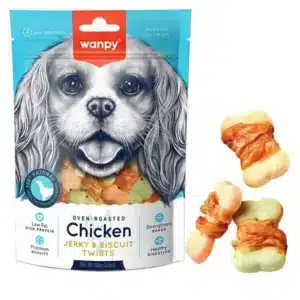 Ласощі Wanpy Chicken Jerky & Biscuit Twists з куркою для собак