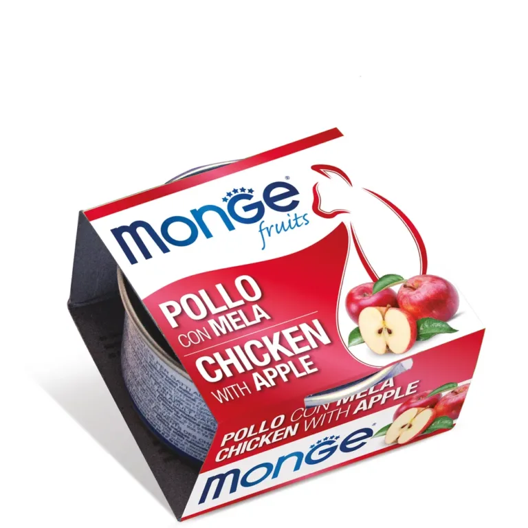 Вологий корм Monge Fruits з куркою і яблуком для котів, 80 г