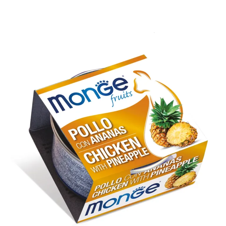 Вологий корм для дорослих котів Monge Fruits з куркою і ананасом, 80 г