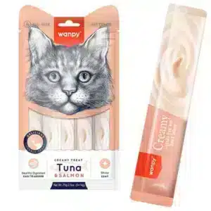 Рідкі ласощі Wanpy Creamy Lickable Treats з тунцем і лососем для котів, 5х14 г