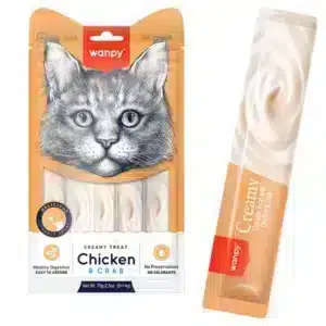 Ласощі Wanpy Creamy Lickable з куркою і крабом для котів, 5x14 г