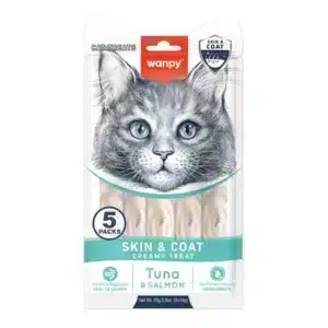 Ласощі Wanpy Lickable крем для шкіри і шерсті для котів, 5х14 г