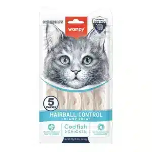 Ласощі Wanpy Creamy Lickable Hairball Control для виведення шерсті у котів, 5x14 г