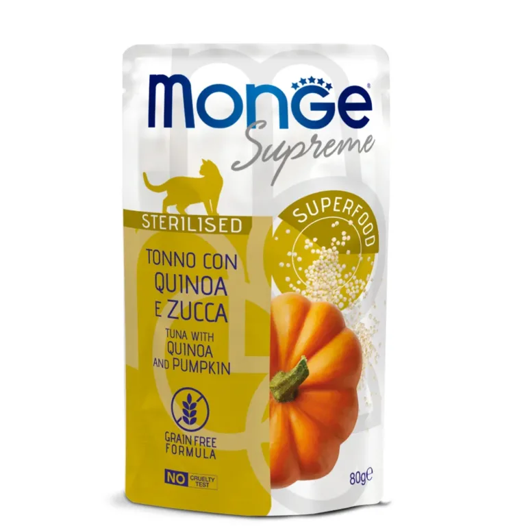 Вологий корм Monge Supreme з тунцем і гарбузом для стерил. котів, 80 г