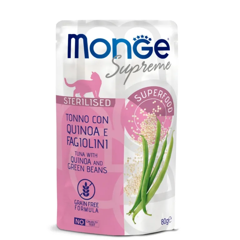 Вологий корм Monge Supreme з тунцем і зеленою квасолею для стерил. котів, 80 г