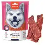 Лакомство для собак Wanpy Venison Jerky вяленая оленина с уткой слайсы, 100г