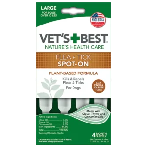 Краплі Vet's Best Flea+Tick Spot-on від бліх та кліщів для собак, 4 піпетки