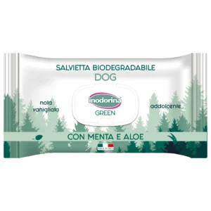 Вологі серветки Inodorina Green Addolcente з м'ятою та алое для собак, 30 шт
