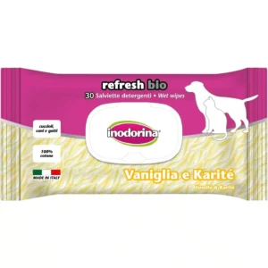 Серветки Inodorina Refresh ваніль і каріте для собак та котів, 30 шт