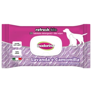 Серветки Inodorina Refresh з лавандою та ромашкою для собак та котів, 30 шт