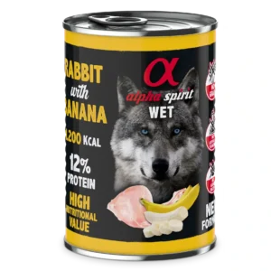 Вологий корм Alpha Spirit з кроликом та бананом для собак, 400 г
