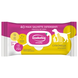 Очищаючі серветки для собак та котів Inodorina EveryDay Citronella з ароматом лимоннику, 40 шт