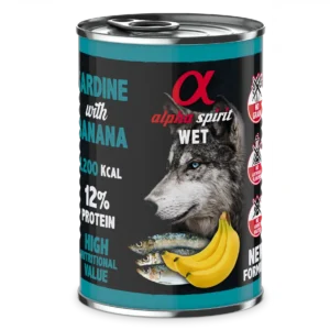Вологий корм для дорослих собак Alpha Spirit з сардиною і бананами, 400 г