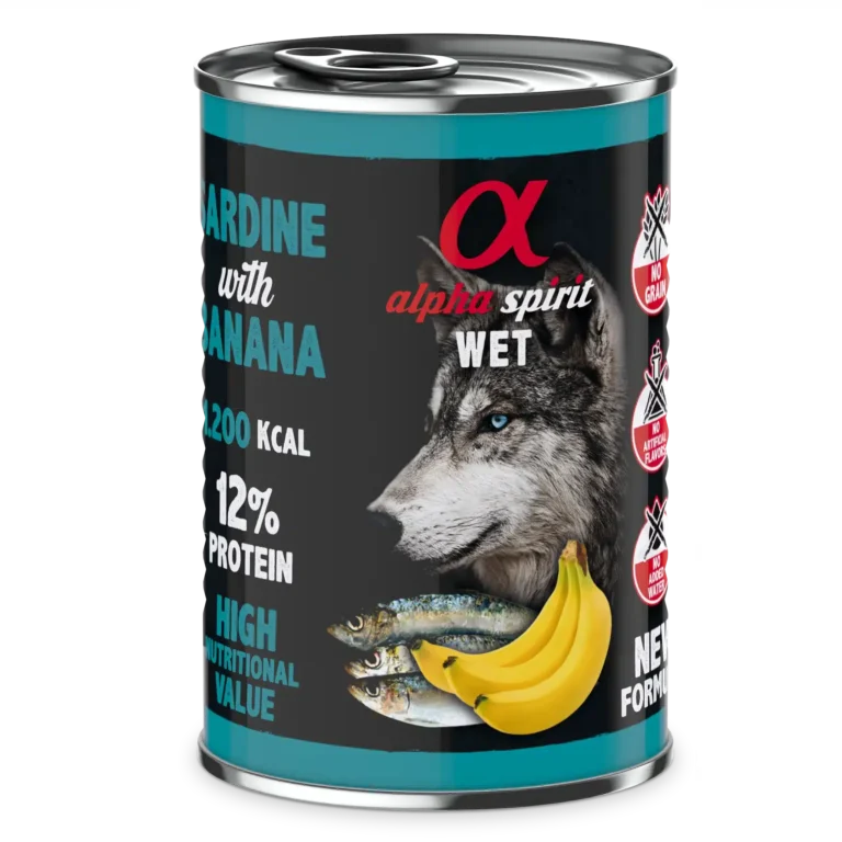 Вологий корм для дорослих собак Alpha Spirit з сардиною і бананами, 400 г