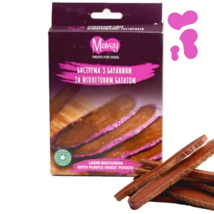 Ласощі Mavsy Refined Jerky бастурма з баранини та фіолетовим бататом для собак від 3 міс