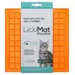 Каучуковий килимок для ласощів для котів LickiMat Playdate помаранчевий 20*20 см