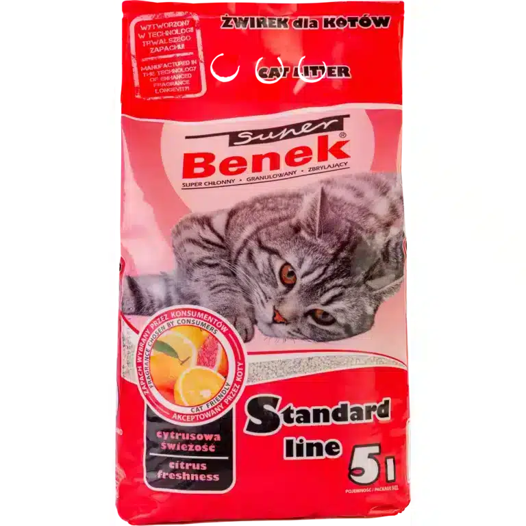 Наповнювач Super Benek Standard цитрусова свіжість для котів, 5 л