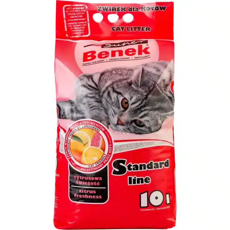 Наповнювач Super Benek Standard цитрусова свіжість для котів, 10 л