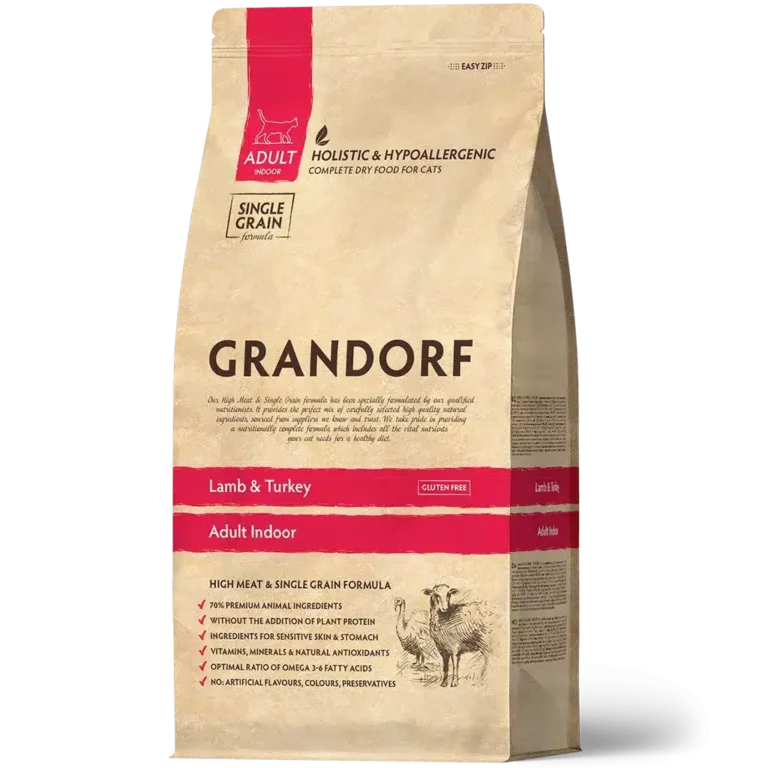 Сухий корм Grandorf Lamb & Turkey Adult Indoor з ягням та індичкою для котів