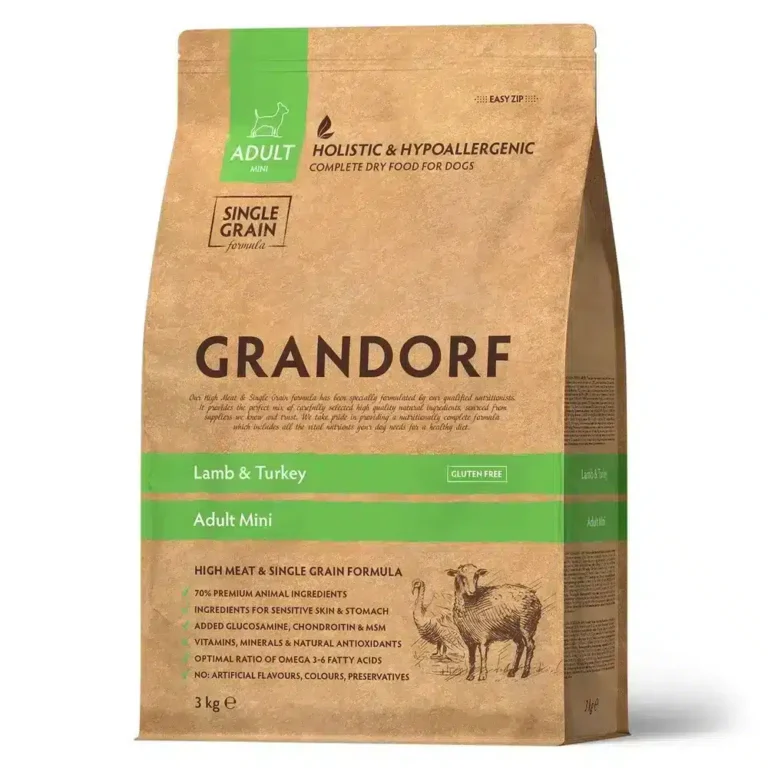 Сухий корм для дорослих собак дрібних порід Grandorf LAMB & TURKEY ADULT міні ягня з індичкою