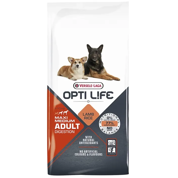 Сухий корм для собак з чутливим травленням середніх і великих порід Opti Life Adult Digestion Medium & Maxi ягня та лосось