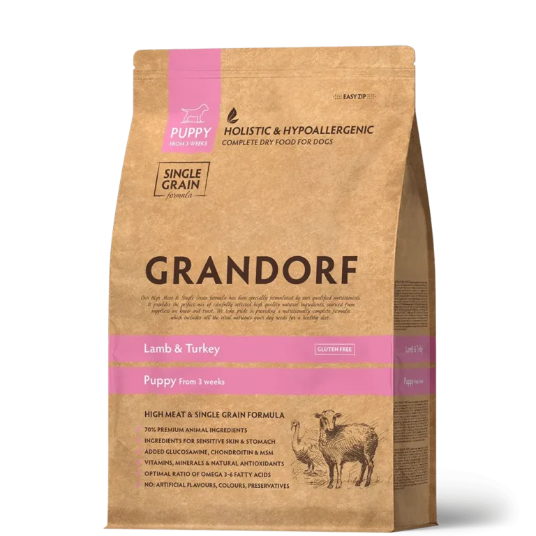 Сухий корм для цуценят Grandorf LAMB & TURKEY PUPPY ягня з індичкою від 3 тижнів