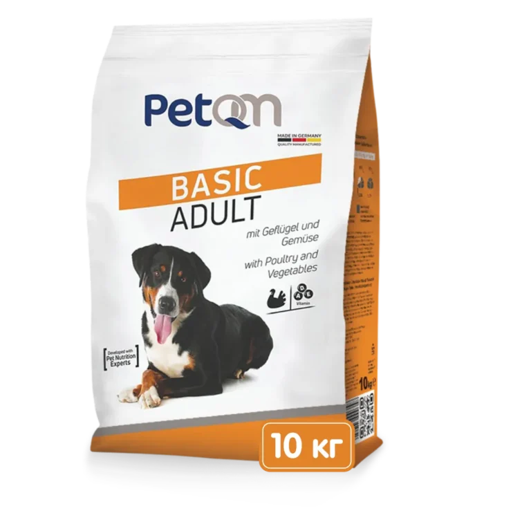 Сухий корм для дорослих собак PetQM Dogs Basic Adult with Poultry & Vegetables  з птицею та овочами, 10 кг