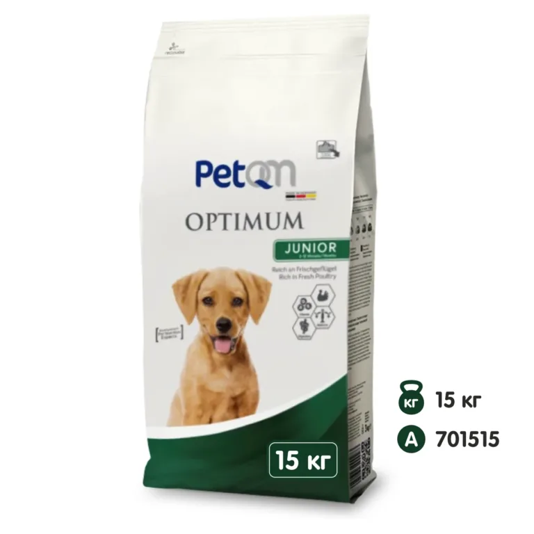 Сухий корм PetQM Dogs Optimum Junior з птицею для цуценят, 15 кг