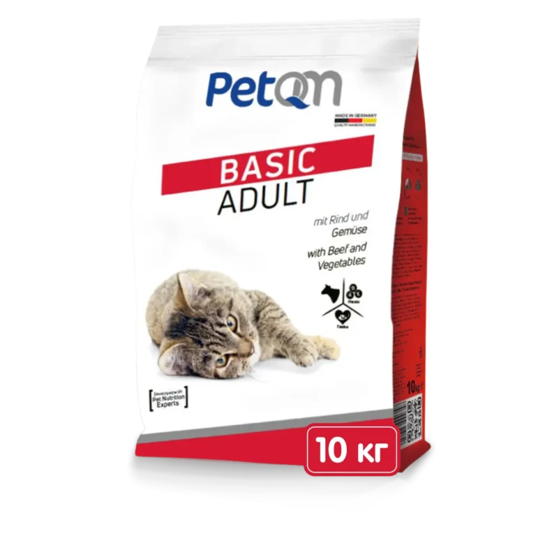 Сухий корм для дорослих котів PetQM Cats Basic with Beef & Vegetables  з яловичиною та овочами, 10 кг