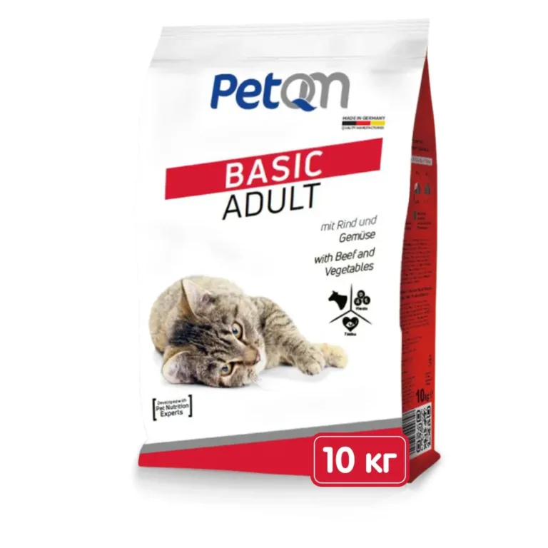 Сухий корм PetQM Cats Basic для дорослих котів з яловичиною та овочами, 10 кг