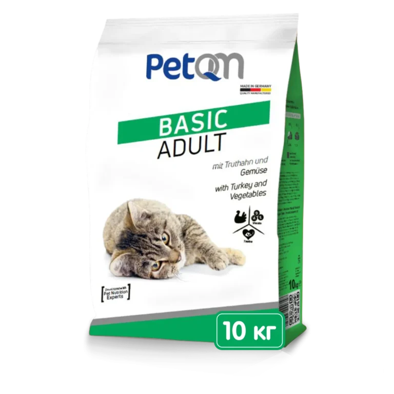 Сухий корм для дорослих котів PetQM Cats Turkey & Vegetables з індичкою та овочами, 10 кг