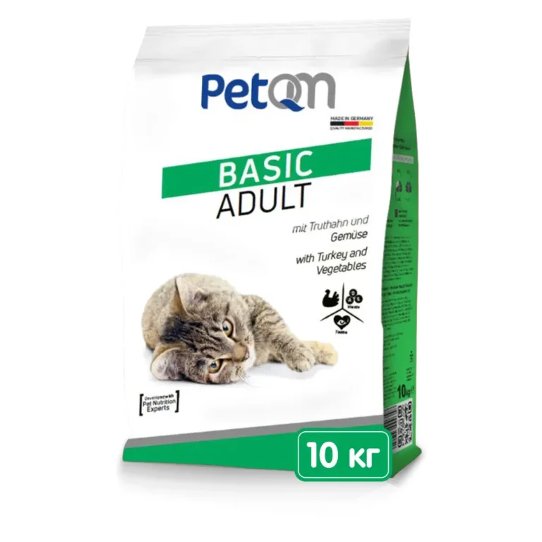 Сухий корм PetQM Cats для дорослих котів з індичкою та овочами, 10 кг