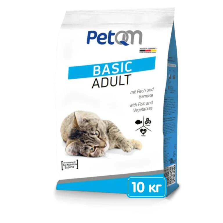 Сухий корм PetQM Cats для дорослих котів з рибою та овочами, 10 кг