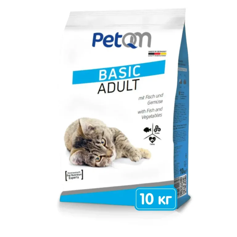 Сухий корм PetQM Cats для дорослих котів з рибою та овочами, 10 кг