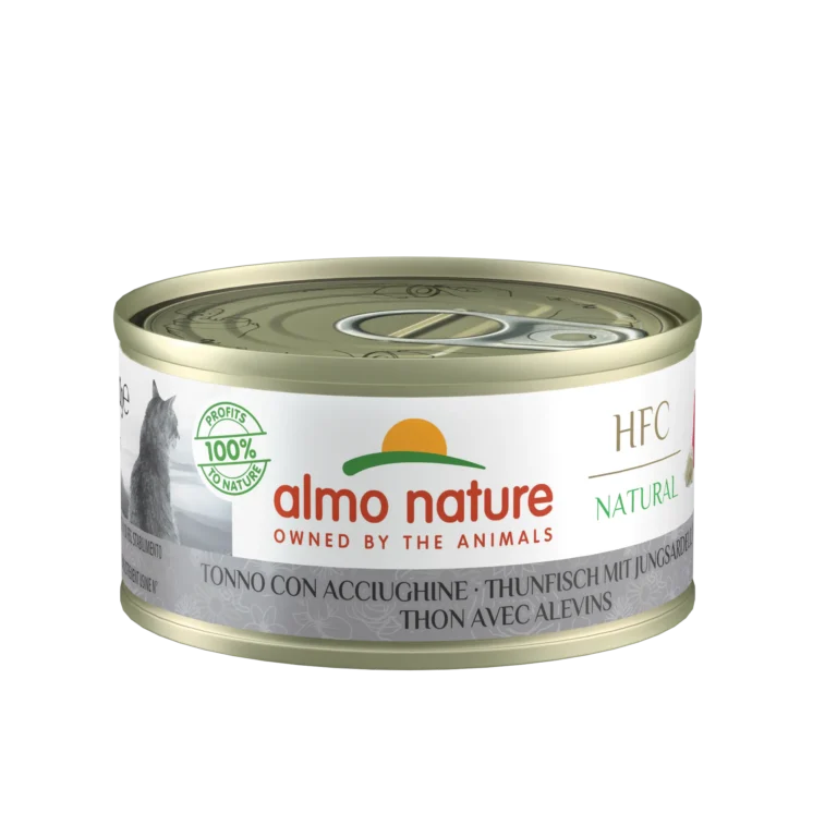 Вологий корм Almo Nature HFC з тунцем та мальками для дорослих котів, 70 г