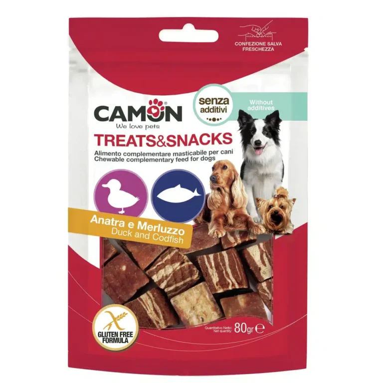 Ласощі Camon кубики з качкою і тріскою для собак, 80 г