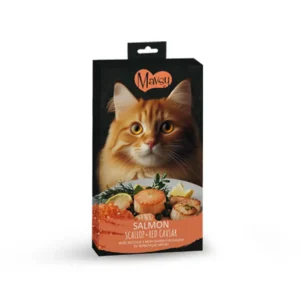 Ласощі Mavsy пюре з лосося та ікрою для котів, 5 шт по 15 г