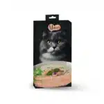 Ласощі кремові для котів Mavsy Creamy superfood SALMON AND TUNA FILLET WITH ALFALFA AND SPLASHED OF CATNIP FOR CATS у вигляді тунцево-лососевого крем супу з квітучою люцерною та вкрапленнями котячої м'яти, 15 г*5 шт