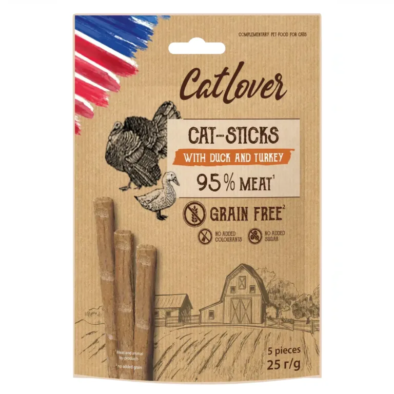 Ласощі CatLover Sticks з качкою та індичкою для котів, 5х5 г