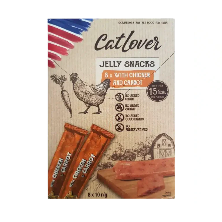 Снеки для котів CatLover JellySnack chicken carrot у вигляді желе з куркою та морквою, 8*10 г