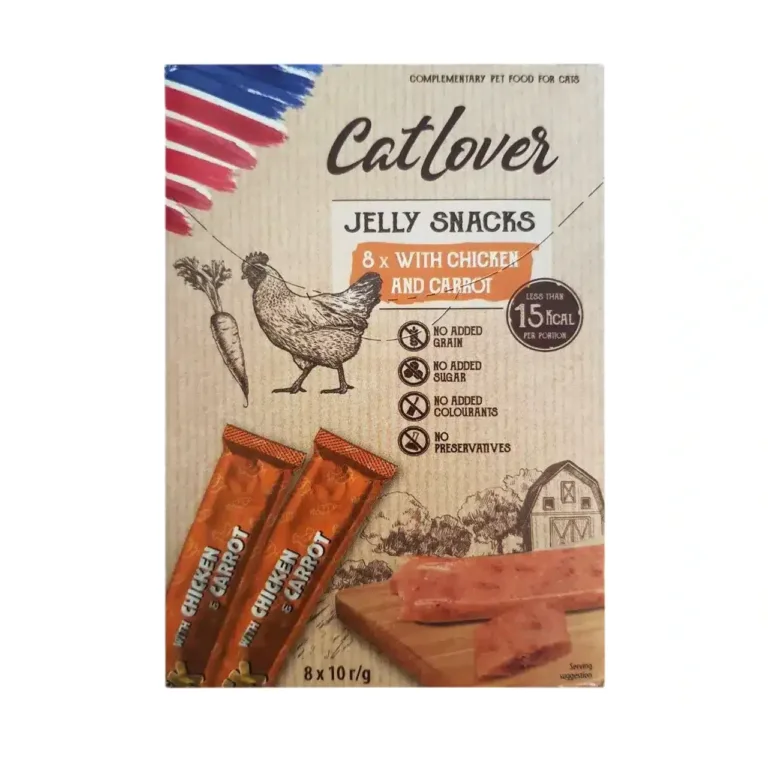 Ласощі CatLover JellySnack з куркою та морквою для котів, 8х10 г